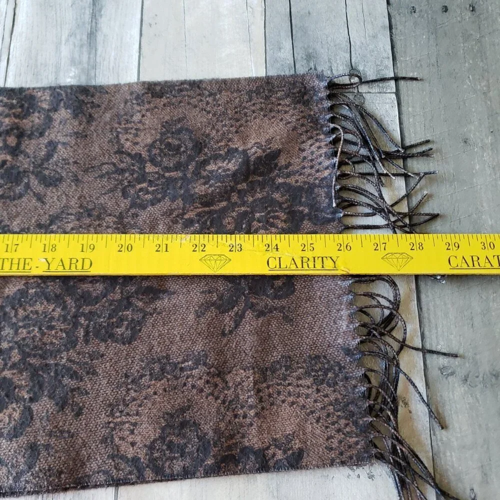 Brown Scarf with a Black Lace Print